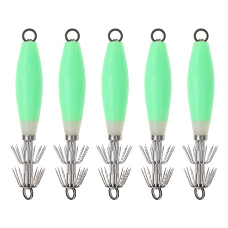 Create idea 5pcs Leurres de Pêche Durs Appâts Lumineux Squid Jig Crochets en Plastique Artificiels S'attaquer Engins de Pêche Ac