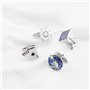 Create idea Lot de 4 paires de boutons de manchette classiques pour homme Motif carte du monde et gouvernail Motif poker et rayu