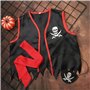 GEBETTER 1Kit Costume Déguisement Pirate Bandeau Cache-Oeil Gilet Boucle d’Oreille Accessoire Carnaval Halloween Anniversaire Fê