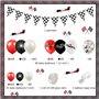 Fangleland Décorations de fête de voiture de course Kit de guirlande de ballons de drapeau à damier voiture de course rouge et n