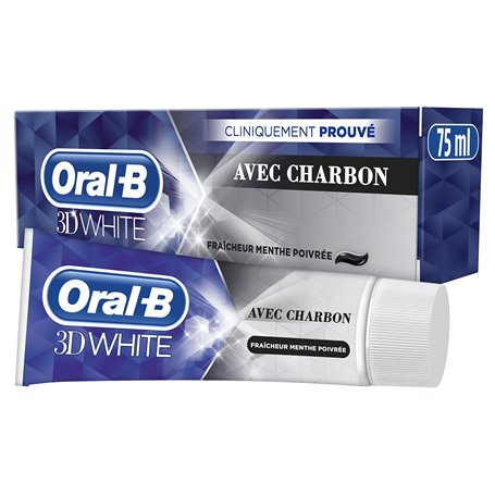 Oral-B 3D White Charbon Dentifrice 75 ml lot de 12