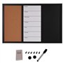 Bakaji Tableau magnétique blanc et noir avec tableau mémo en liège combiné 60 x 40 cm cadre bois avec set craies marqueur effaça