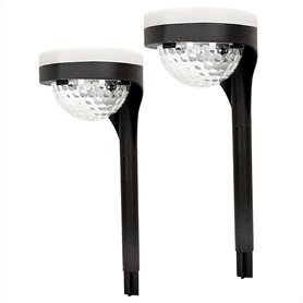 AKTIVE 61558 - Lot de 2 Balises Solaires d'Extérieur, Éclairage Continu Entre 6 et 8 Heures, 22 Lumens, Étanches, 11 LED, lampad AKTIVE 61558 - Lot de 2 Balises Solaires d'Extérieur