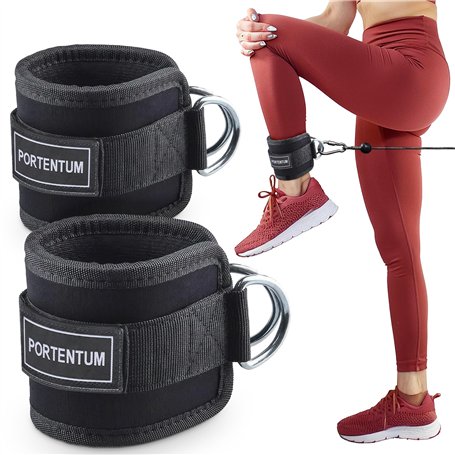 PORTENTUM Sangle Cheville Musculation Poulie (2 unités) - Ankle Straps pour Sport