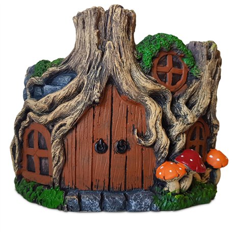 TIN DREAMS FACTORY | Pot de Fleurs Maison Hobbit en Béton Peint à la Main – Cache-Pot Original pour Plantes