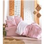 Parure de lit - 1 housse de couette 220 x 240 cm + 2 taies d'oreiller 60 x 60 cm - 100% coton ranforcé - Rose