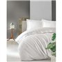 Parure de lit - 1 housse de couette 220 x 240 cm + 2 taies d'oreiller 60 x 60 cm - Satiné 100% coton - Blanc