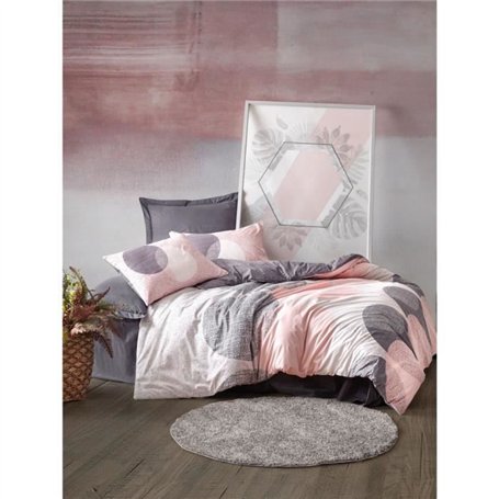 Parure de lit - 1 housse de couette 220 x 240 cm + 2 taies d'oreiller 60 x 60 cm - 100% coton ranforcé - Gris