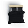 Parure de lit - 1 housse de couette 220 x 240 cm + 2 taies d'oreiller 60 x 60 cm - 100% coton ranforcé - Noir