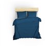 Parure de lit - 1 housse de couette 220 x 240 cm + 2 taies d'oreiller 60 x 60 cm - Satiné 100% coton - Bleu
