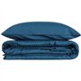 Parure de lit - 1 housse de couette 220 x 240 cm + 2 taies d'oreiller 60 x 60 cm - Satiné 100% coton - Bleu