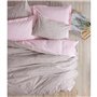 Parure de lit - 1 housse de couette 220 x 240 cm + 2 taies d'oreiller 60 x 60 cm - 100% coton ranforcé - Rose