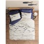 Parure de lit - 1 housse de couette 220 x 240 cm + 2 taies d'oreiller 60 x 60 cm - 100% coton ranforcé - Bleu