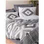 Parure de lit - 1 housse de couette 220 x 240 cm + 2 taies d'oreiller 60 x 60 cm - 100% coton ranforcé - Anthracite