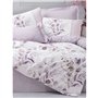 Parure de lit - 1 housse de couette 220 x 240 cm + 2 taies d'oreiller 60 x 60 cm - 100% coton ranforcé - Lilas