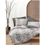 Parure de lit - 1 housse de couette 220 x 240 cm + 2 taies d'oreiller 60 x 60 cm - 100% coton ranforcé - Brun
