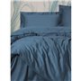 Parure de lit - 1 housse de couette 220 x 240 cm + 2 taies d'oreiller 60 x 60 cm - Satiné 100% coton - Bleu