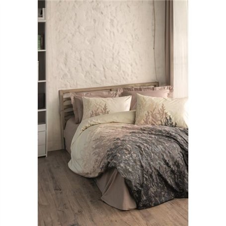 Parure de lit - 1 housse de couette 220 x 240 cm + 2 taies d'oreiller 60 x 60 cm - 100% coton ranforcé - Beige