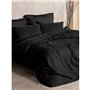 Parure de lit - 1 housse de couette 220 x 240 cm + 2 taies d'oreiller 60 x 60 cm - 100% coton ranforcé - Noir