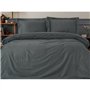 Parure de lit - 1 housse de couette 220 x 240 cm + 2 taies d'oreiller 60 x 60 cm - Satiné 100% coton - Anthracite