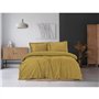 Parure de lit - 1 housse de couette 220 x 240 cm + 2 taies d'oreiller 60 x 60 cm - Satiné 100% coton - Moutarde