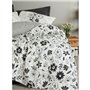 Parure de lit - 1 housse de couette 220 x 240 cm + 2 taies d'oreiller 60 x 60 cm - 100% coton ranforcé - Noir