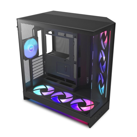 NZXT H9 Flow RGB+ (2025) – Grand boîtier PC ATX Mid-Tower à Double Chambre pour Flux d'air – Comprend 7 Ventilateurs RGB (6 x 14