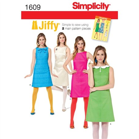 Simplicity Patron de Couture 1609 : Robe Vintage des années 1960
