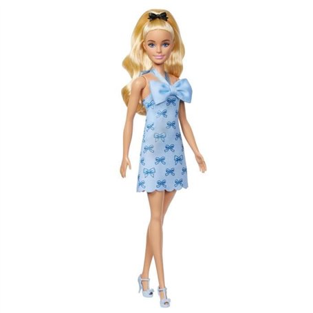 Barbie - Poupée Barbie Fashionistas Robe Dos Nu Bleu Layette avec noeud - Barbie - HYT93