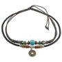 Ancient Tribe Collier ras du cou ajustable en cuir de chanvre avec perle turquoise pour femme