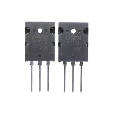 1 paire 2SA1943 (A1943 KSA1943) + 2SC5200 (SC5200 KSC5200) NPN PNP Transistor de puissance au silicium TO-3PL 230V 15A 150W hFE: