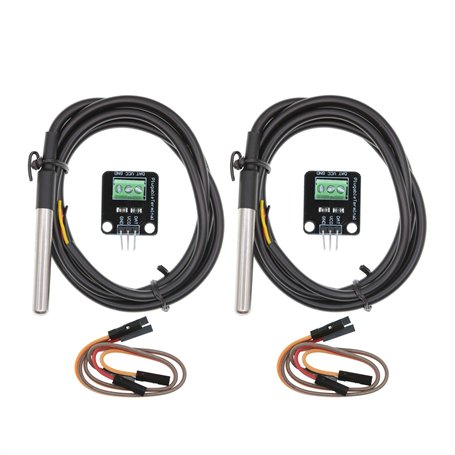 HUABAN Lot de 2 modules de capteur de température étanches de 100 cm avec câble de capteur numérique en acier inoxydable