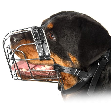 PetriStor Muselière en métal pour Chien Rottweiler Panier en Fil réglable en Cuir