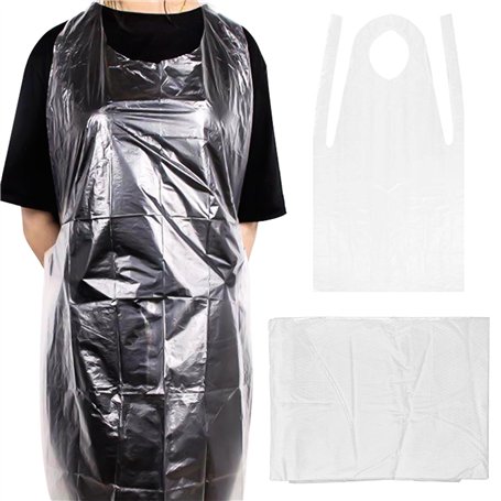 MEGYAD Lot de 100 tabliers jetables : clairs tabliers jetables imperméables PE individuellement pliés 60 x 100 cm