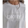 DKNY Women's Rhinestone Logo Cropped Short Sleeves Tee, White, Medium Blouse, Blanc, M Femmes