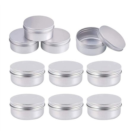 MaoNativey 10pcs 50ml Pot en Aluminium Argenté avec avec Couvercle Petite Boîte Métale Cosmétique Vide Conteneurs Rondes pour Éc