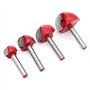 DingGreat 4 Pcs 6mm Tige Routeur Core Box Bits CNC Fraise à Rainure Ronde Outils à Bois 16mm/22mm/25mm/32mm