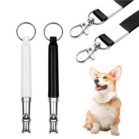 NEWHE Lot de 2 sifflets à ultrasons pour chien - Haute fréquence - Silencieux - Rappel - Sifflet durable pour un entraînement ef