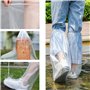 AABDTYYD 5 Paires Surchaussures Jetables Imperméables, Bottes PE Haute avec Élastiques (Transparent 46x39cm) - Taille Adulte 37-