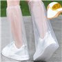 AABDTYYD 5 Paires Surchaussures Jetables Imperméables, Bottes PE Haute avec Élastiques (Transparent 46x39cm) - Taille Adulte 37-