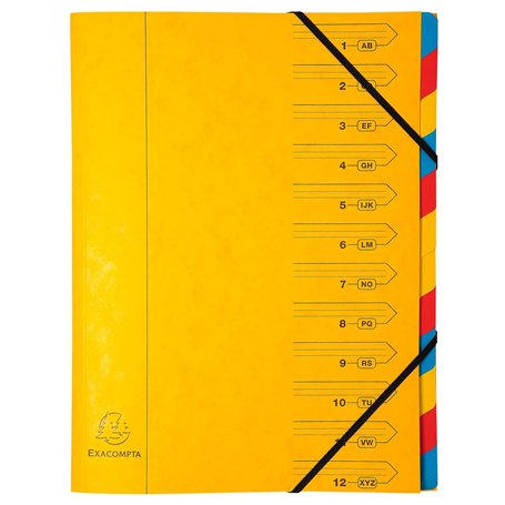 Exacompta - Réf. 54129E - Carton de 8 trieurs dos agrafé - avec élastiques - couverture imprimée en carte lustrée et intérieur e