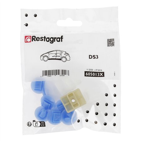 Restagraf - Kit de Fixations pour Moulures de Bas de Caisse DS3 (11/2009 à 07/2019) - Réf. 605013X - Sachet de 10 Pièces