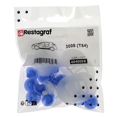 Restagraf - Kit de Fixations pour Moulures de Bas de Caisse 3008 (04/2009 à 10/2016) - Réf. 604000X - Sachet de 16 Pièces
