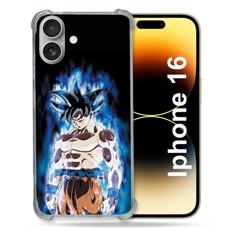 Cokitec Coque Renforcée pour Apple Iphone 16 Manga Dragon Ball Sangoku Noir