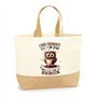 Sac L'Aide-soignante Chouette grain | Cabas de Plage Courses Coton et Toile de Jute Idée Cadeau Femme