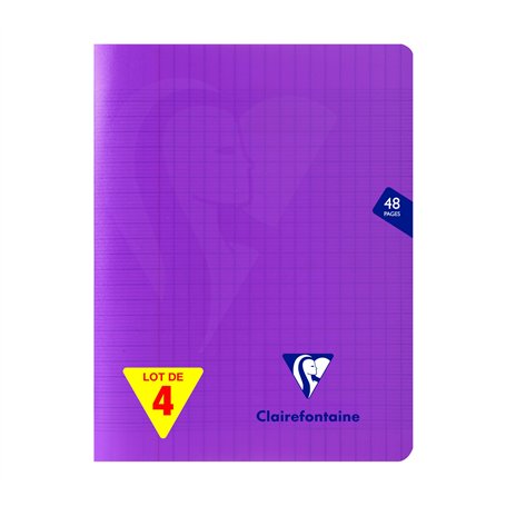 Clairefontaine 373751AMZC Un lot de 4 Cahiers Agrafés Mimesys - 17x22 cm - 48 Pages Grands Carreaux - Papier Blanc 90 g - Couver