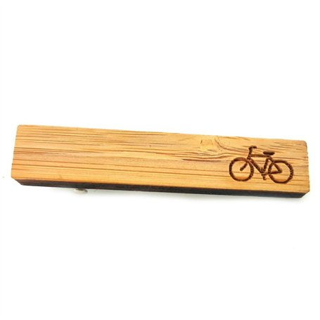 BOBIJOO JEWELRY - Pince à Cravate en Bois Vélo Cycliste Gravée Coureur Bicyclette Bobo Ecolo