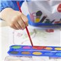 Janod - Palette de Peinture à l'eau - 12 Pastilles et Pinceau Inclus - Utilisation Facile et Lavable - Couvercle Utile pour Méla