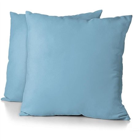 Lot de 2 taies d'oreiller - HOME LINGE PASSION - HP72090 - Microfibre 82 g - 63 x 63 cm - Bleu ciel
