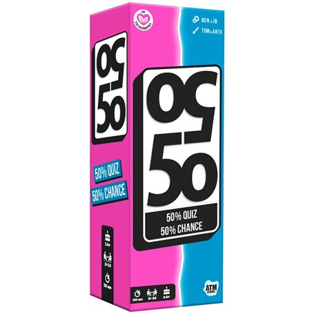 ATM Gaming 50 50 - Jeu de Société - Quiz Culture Générale Fun - Format Compact - Jeu d’Ambiance dès 14 Ans - A partir de 2 Joueu